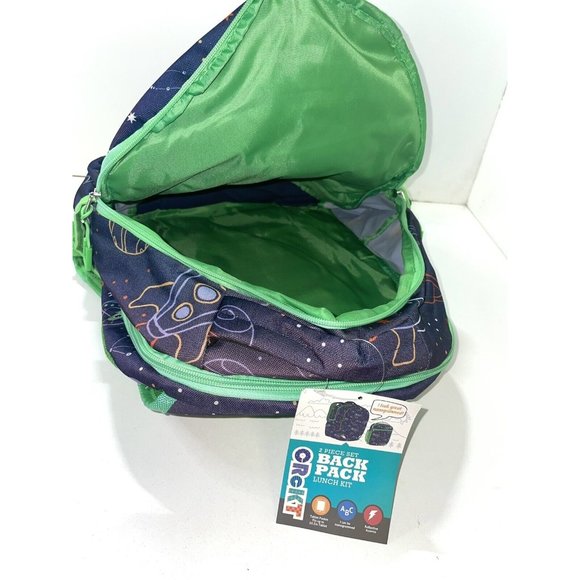 Crckt 2 Piece Set Boys Backpack & Lunch Bag Space Design With Green Lining - Picture 6 of 6